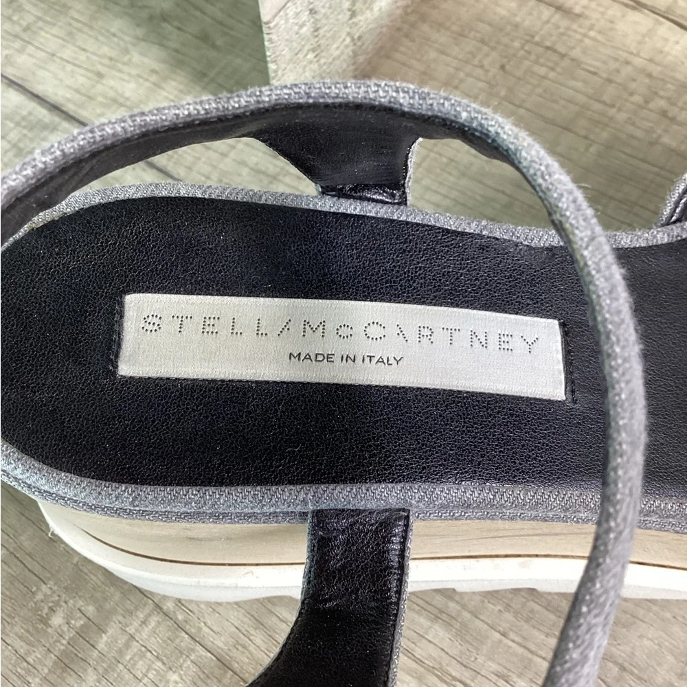 STELLA MCCARTNEY Striped‎ Star Gray Denim Platform Sandals Sz 38 1/2